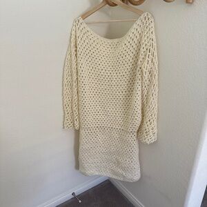 Vintage Ivory Crochet Long Sleeve Dress